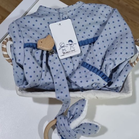 Pack Blusón Lunares Azul + Chupetero + Mordedor
