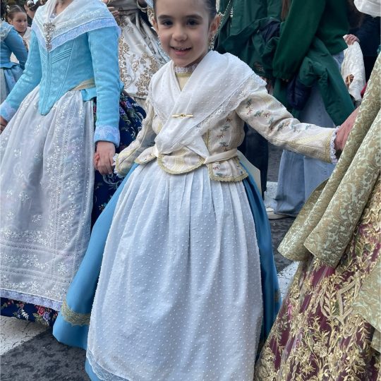 Niña Barroco Blanco/Azul
